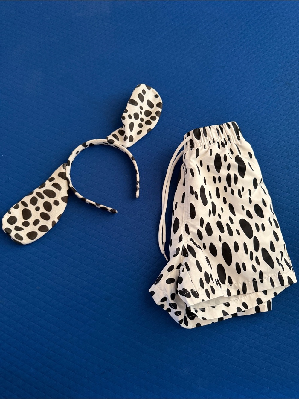 Boy’s Black & White Dot Drawstring Swim Trunks / Dalmation costume